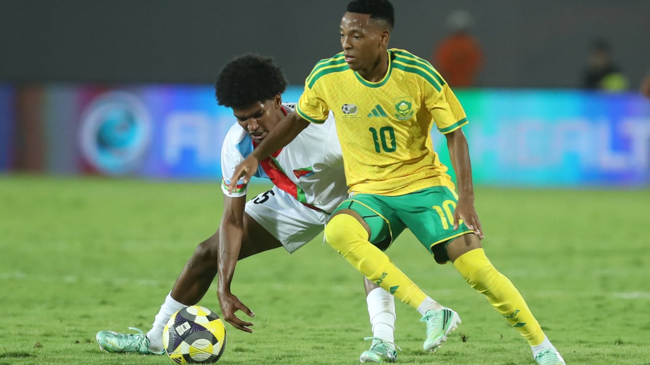 Relebohile Mofokeng of South Africa during the 2027 Africa Cup of nations match between Eritrea and South Africa at Al Salam Stadium in Cairo, Egypt on 30 September 2026 ©Weam Mostafa/BackpagePix