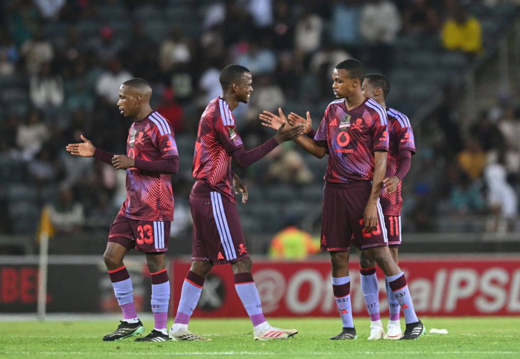 Tshepang Moremi of Orlando Pirates (11) celebrates goal during the Carling Knockout Cup 2026/27 Last 16 match between Orlando Pirates and Milford FC at Orlando Amstel Arena in Soweto on 27 October 2026 ©Sydney Mahlangu/BackpagePix