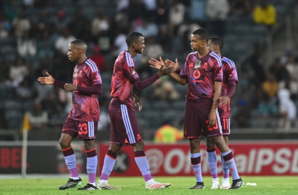 Tshepang Moremi of Orlando Pirates (11) celebrates goal during the Carling Knockout Cup 2026/27 Last 16 match between Orlando Pirates and Milford FC at Orlando Amstel Arena in Soweto on 27 October 2026 ©Sydney Mahlangu/BackpagePix