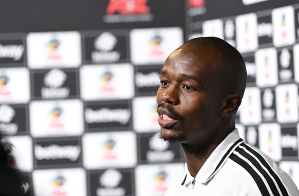 Nkosinathi Sibisi of Orlando Pirates during the Soweto Derby Press Conference at Supersport Stdios in Randburg on 29 October 2026 ©Sydney Mahlangu/BackpagePix