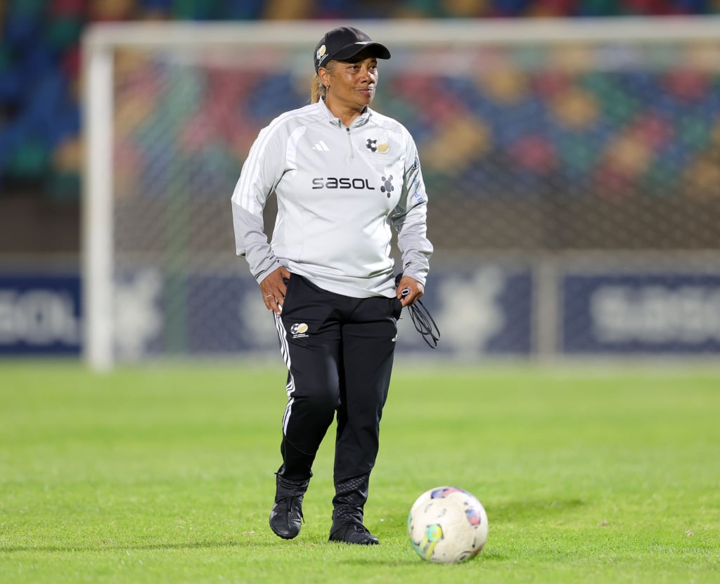 Desiree Ellis, coach of South Africa during the 2028 Los Angeles Olympic Games Qualify Banyana Banyana media day at Dr Molemela Stadium in Bloemfontein on 06 October 2026 © Samuel Shivambu/BackpagePix