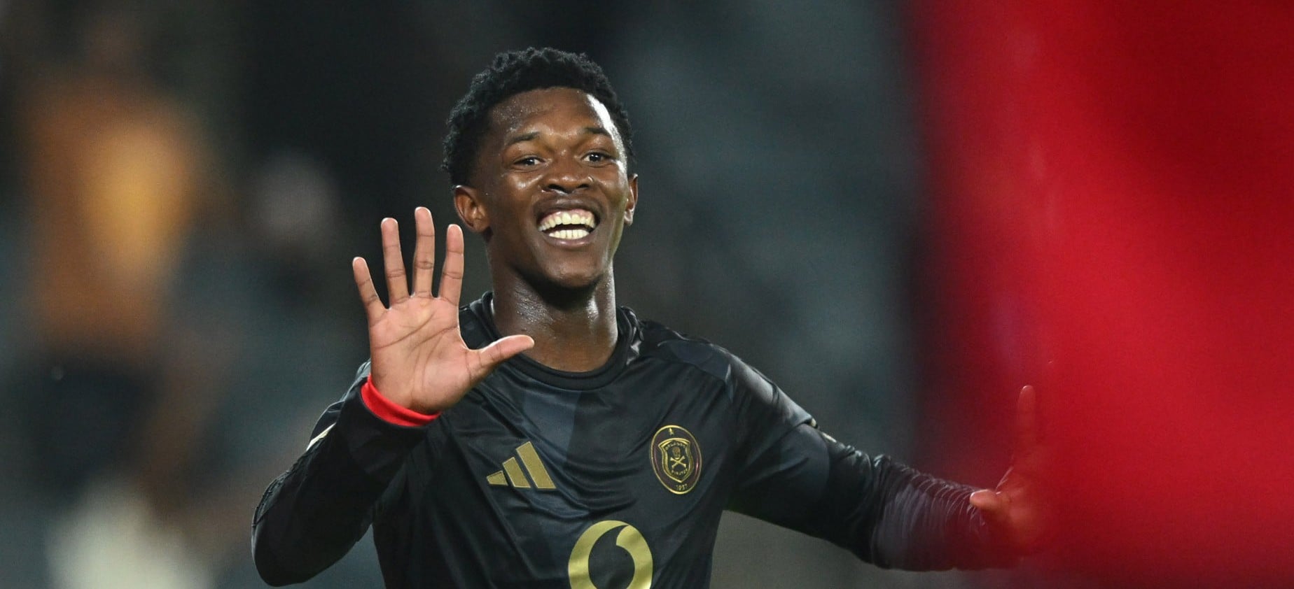 Simphiwe Masilela of Orlando Pirates celebrates goal during the Betway Premiership 2026/27 match between Orlando Pirates and TS Galaxy FC at Orlando Amstel Arena in Soweto on 13 October 2026 ©Sydney Mahlangu/BackpagePix