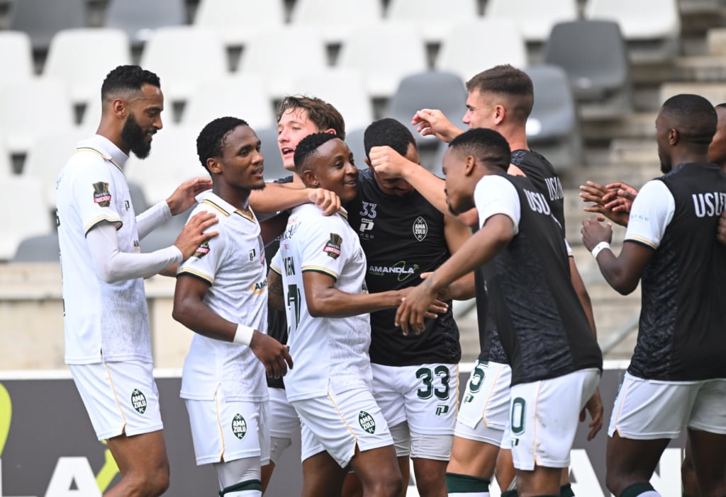Hendrick Ekstein of AmaZulu FC celebrates goal during the Carling Knockout Cup 2026/27 Last 16 match between Kruger United FC and AmaZulu FC at Mbombela Stadium in Mbombela on 25 October 2026 ©Sydney Mahlangu/BackpagePix