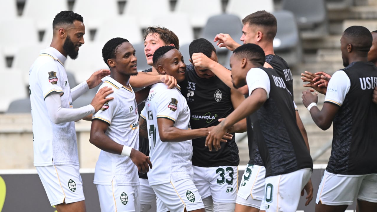 Hendrick Ekstein of AmaZulu FC celebrates goal during the Carling Knockout Cup 2026/27 Last 16 match between Kruger United FC and AmaZulu FC at Mbombela Stadium in Mbombela on 25 October 2026 ©Sydney Mahlangu/BackpagePix