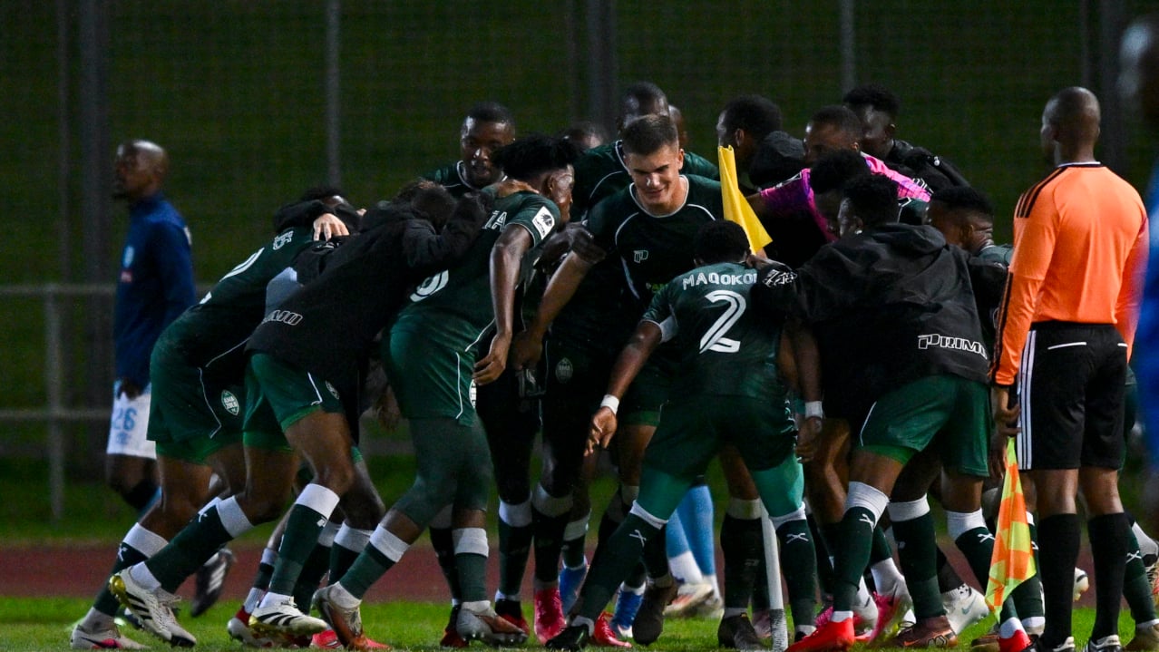 AmaZulu celebrates when Athini Maqokolo of AmaZulu FC scores in extra time in the first half during the Betway Premiership 2026/27 match between Durban City and AmaZulu at Chatsworth Stadium, Durban on 13 October 2026 © Gerhard Duraan/BackpagePix