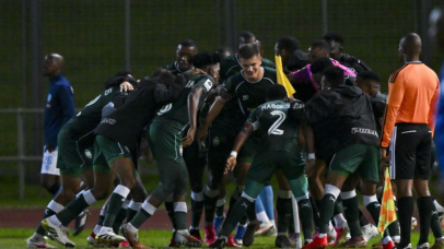 AmaZulu celebrates when Athini Maqokolo of AmaZulu FC scores in extra time in the first half during the Betway Premiership 2026/27 match between Durban City and AmaZulu at Chatsworth Stadium, Durban on 13 October 2026 © Gerhard Duraan/BackpagePix