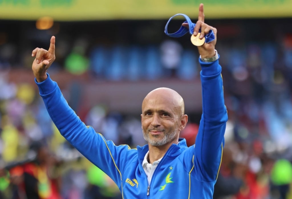 Miguel Cardoso celebrates victory during the 2026 FIFA African Asian Pacific Cup football match between Sundowns FC and Al Ahli FC (of Saudi Arabia) at Loftus Stadium, Pretoria on 19 September 2026 ©Gavin Barker/BackpagePix