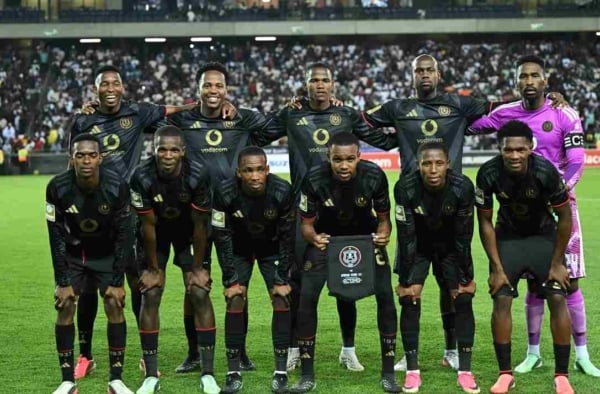Orlando Pirates Team Picture during the CAF Champions League 2026/27 2nd Preliminary Round 2nd Leg match between Orlando Pirates and African Stars at Orlando Amstel Arena in Soweto on 23 October 2026 ©Sydney Mahlangu/BackpagePix