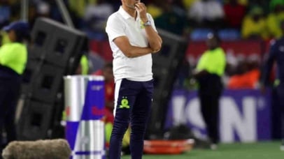 Miguel Cardoso, Head coach of Mamelodi Sundowns reacts during the CAF Champions League 2026/27 match between Mamelodi Sundowns and Wiliette at Loftus Versfeld Stadium in Pretoria on the 23 October 2026 © Samuel Shivambu/BackpagePix