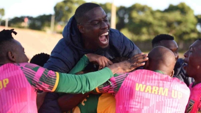 Nhlanhla Zwane of Lamontville Golden Arrows celebrates goal with team mates during the Carling Knockout Cup 2026/27 match between Lamontville Golden Arrows and Chippa United at King Zwelithini Stadium in Durban on 24 October 2026 ©Phakamisa Lensman/Backpagepix