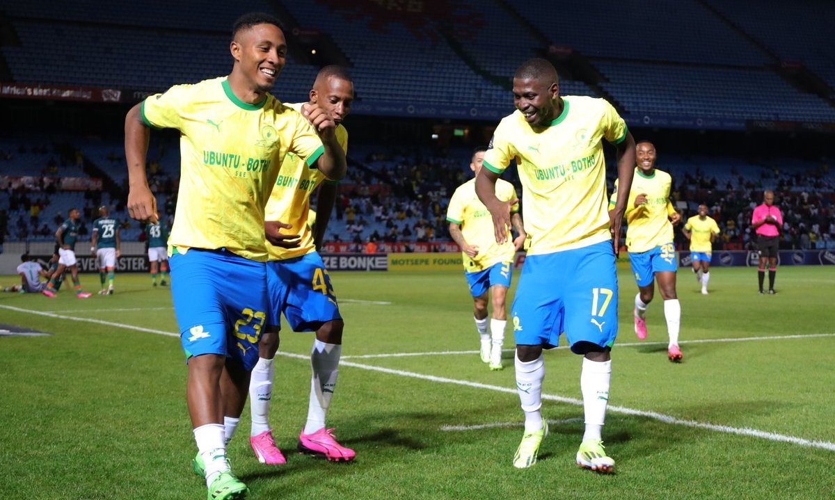 Lucas Ribeiro scored a hat-trick as Mamelodi Sundowns continued their march towards another PSL title with a 3-0 victory over Amazulu at Loftus Versfeld.
