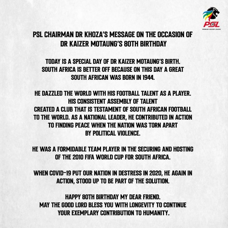 KAIZER CHIEFS HONOUR DR KAIZER MOTAUNG ON HIS 80TH BIRTHDAY | Sbnews