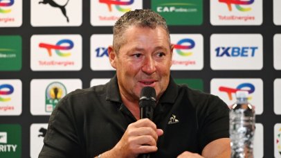 Steve Barker, head coach of Stellenbosch FC during the CAF Confederation Cup 2024/25 press conference for Stellenbosch FC at Cape Town Stadium on 1 April 2025 ©BackpagePix