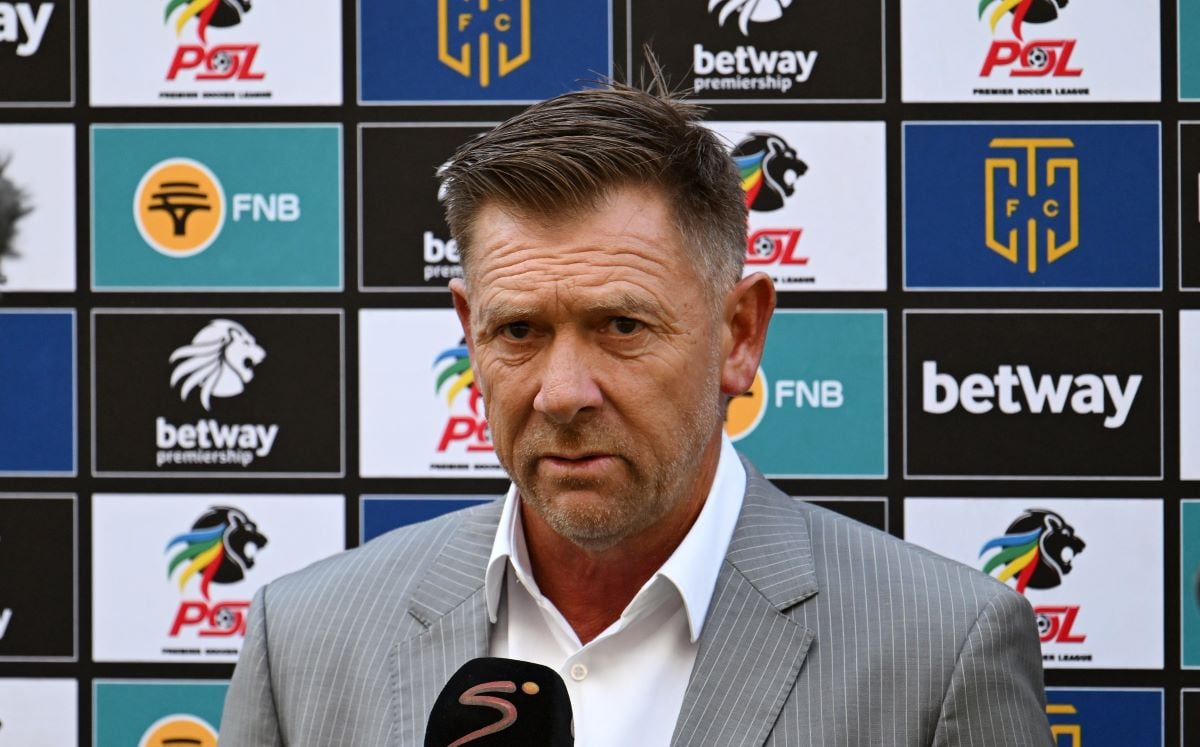 Eric Tinkler, head coach of Sekhukhune United is interviewed before the Betway Premiership 2024/25 game between Cape Town City and Sekhukhune United at Cape Town Stadium on 6 April 2025 © Ryan Wilkisky/BackpagePix