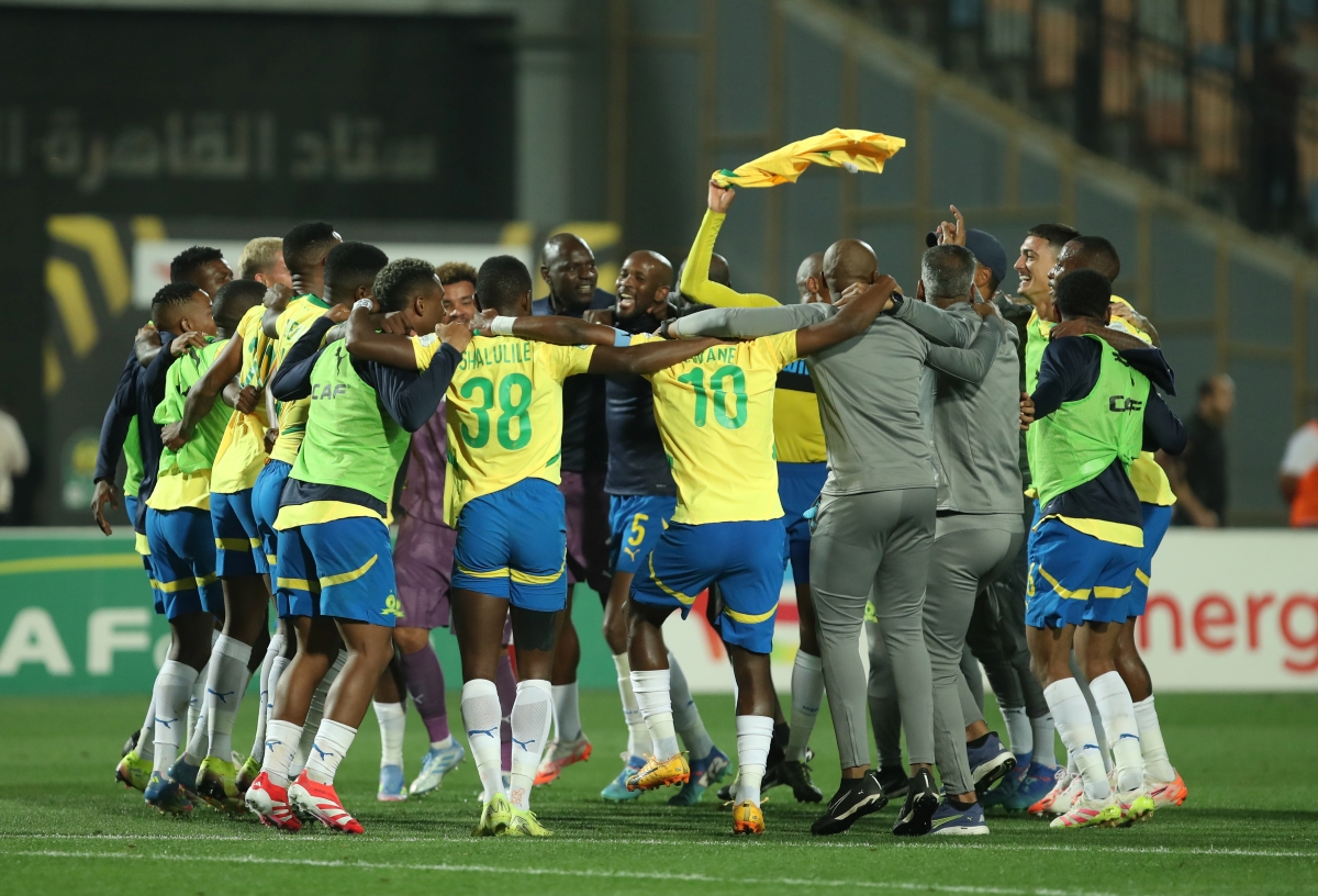 Mamelodi Sundowns celebrates after securing a place in the final of the CAF Champions League.