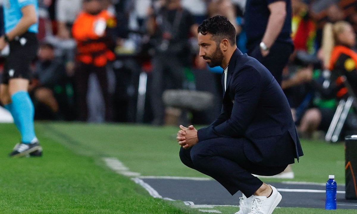 Manchester United's head coach Ruben Amorim looks on during the UEFA Europa League final soccer match between Tottenham Hotspur and Manchester United, in Bilbao, Spain, 21 May 2025. EPA/MIGUEL TONA