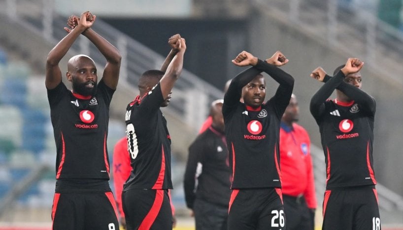 Orlando Pirates during the Betway Premiership 2024/25 match between Golden Arrows and Orlando Pirates at Moses Mabhida Stadium in Durban on 6 May 2025 ©Alche Greeff/BackpagePix