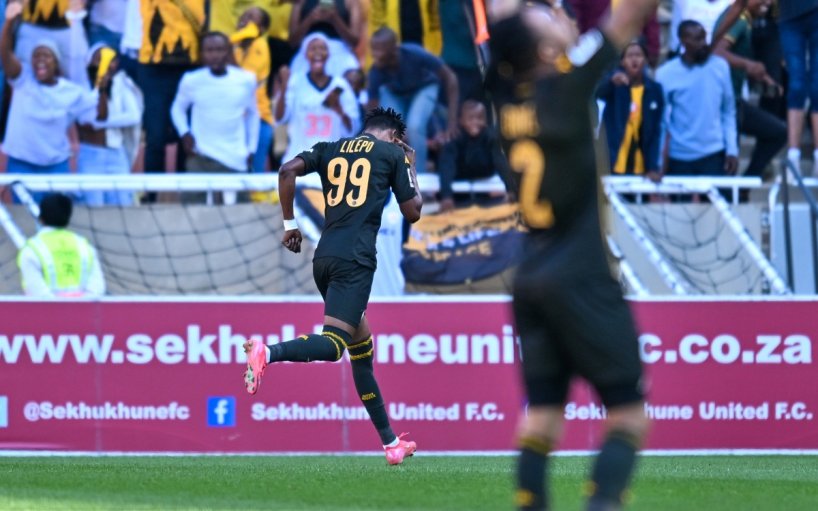 Glody Lilepo of Kaizer Chiefs celebrates a goalin the Betway Premiership.