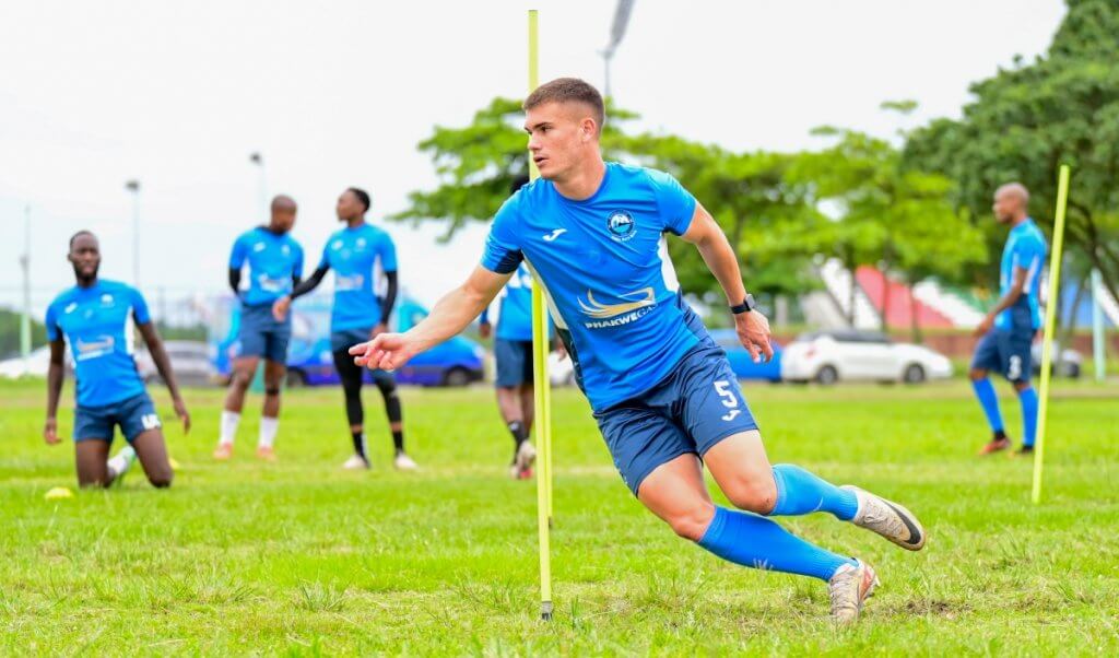 Richards Bay defender Keegan Allan in training at the Umhlathuze Sports Complex in Richards Bay.