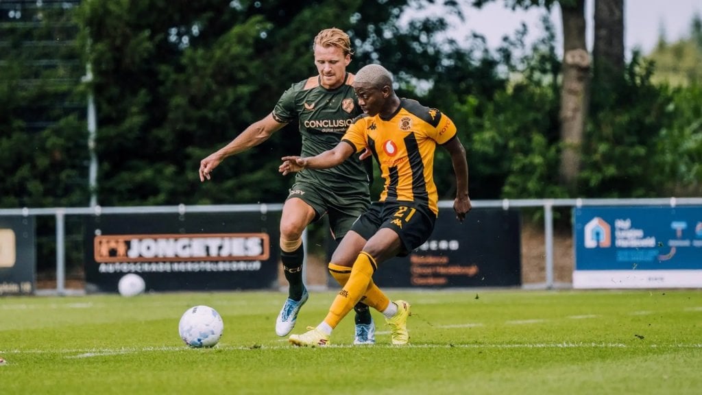 Thabo Cele of Kaizer Chiefs in action against Utrecht of the Eredivisie