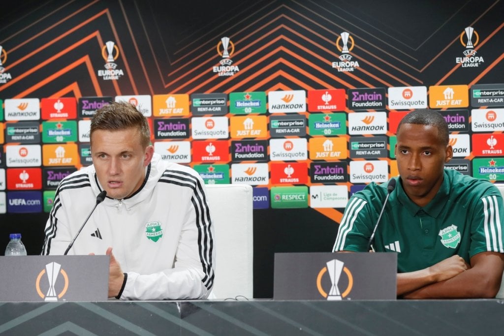 Aris Limassol and South African international Mihlali Mayambela.