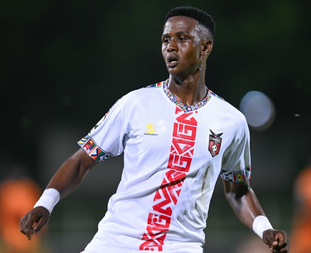 Khulumani Ndamane of TS Galaxy during the Betway Premiership 2025/26 match between Polokwane City and TS Galaxy at Old Peter Mokaba Stadium in Polokwane on 29 November 2025 ©Alche Greeff/BackpagePix