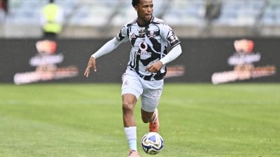 Lebone Seema of Orlando Pirates during the 2025 Carling Knockout Cup match between Orlando Pirates and Carling All Stars at the Moses Mabhida Stadium, Durban on the 13 December 2025 ©Gerhard Duraan/BackpagePix