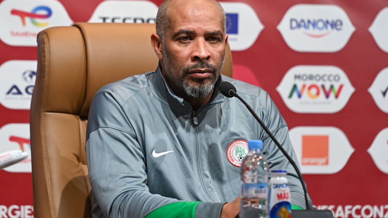 Eric Chelle, head coach of Nigeria during the 2025 Africa Cup of Nations Nigeria Press Conference at Marrakech Stadium in Morocco on 9 January 2025 ©Alche Greeff/BackpagePix