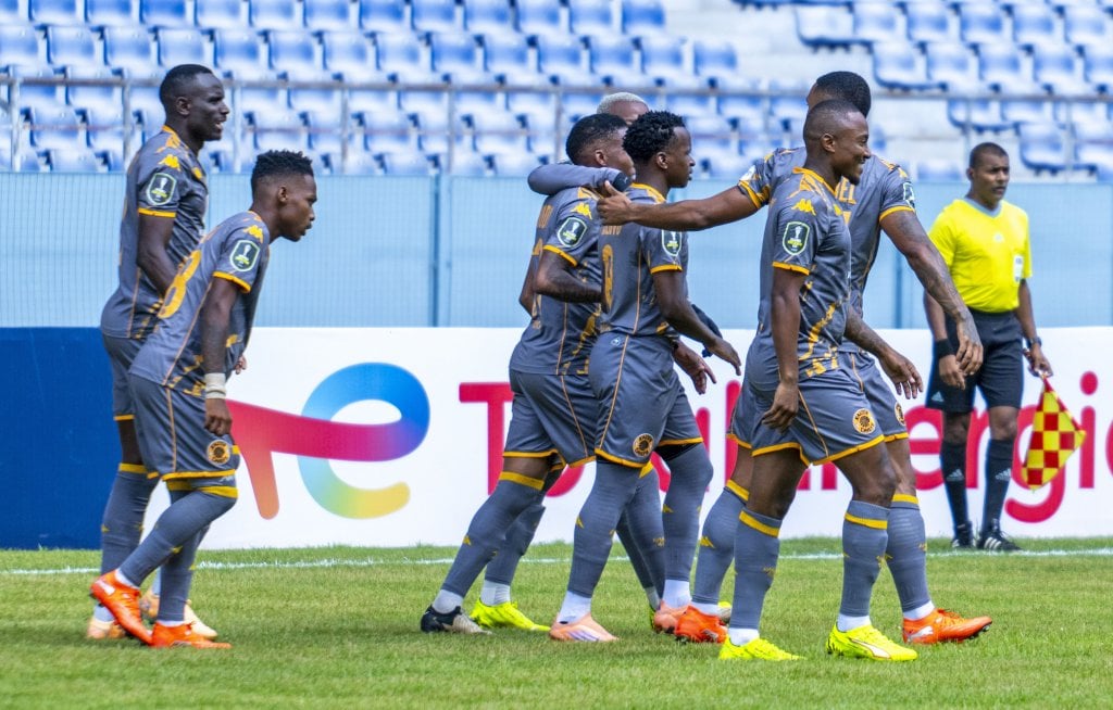 Pule Mmodi of Kaizer Chiefs celebrates goal with teammates during the CAF Confederation Cup 2025/26 match between ZESCO United and Kaizer Chiefs at Levy Mwanawasa Stadium in Ndola, Zambia on 25 January 2026 ©Chisanga Siame/BackpagePix