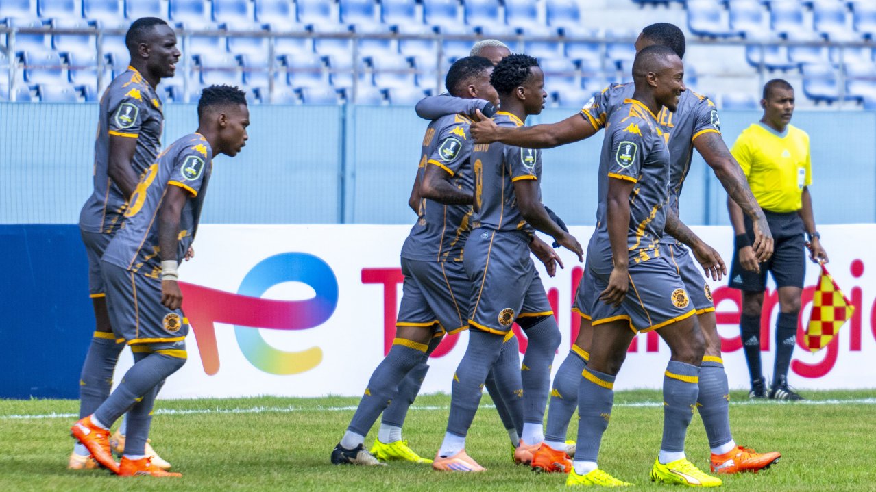Pule Mmodi of Kaizer Chiefs celebrates goal with teammates during the CAF Confederation Cup 2025/26 match between ZESCO United and Kaizer Chiefs at Levy Mwanawasa Stadium in Ndola, Zambia on 25 January 2026 ©Chisanga Siame/BackpagePix