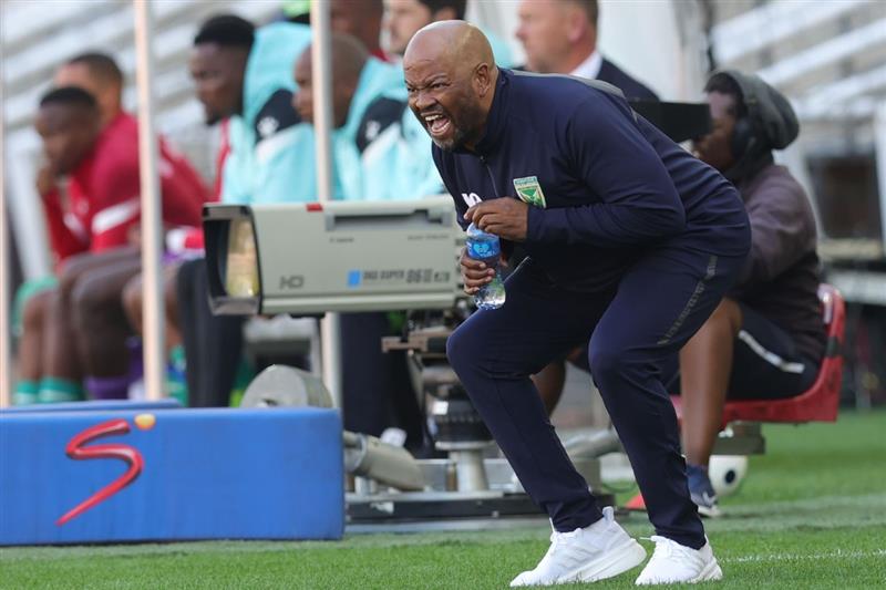 Manqoba Mngqithi, coach of Golden Arrows reacts during the Betway Premiership 2025/26 match between Sekhukhune United and Golden Arrows at Peter Mokaba Stadium in Polokwane on 20 September 2025 ©Samuel Shivambu/BackpagePix