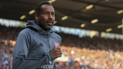 Dusseldorf head coach Daniel Thioune looks on prior the German Bundesliga Relegation play-offs, 1st soccer match between VfL Bochum and Fortuna Duesseldorf in Bochum, Germany, 23 May 2024. EPA/CHRISTOPHER NEUNDORF CONDITIONS - ATTENTION: The DFL regulations prohibit any use of photographs as image sequences and/or quasi-video.