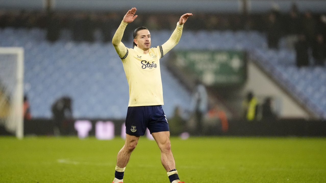 Everton's Jack Grealish thanks the home fans after the Premier League match at Villa Park, Birmingham. Picture date: Sunday January 18, 2026.