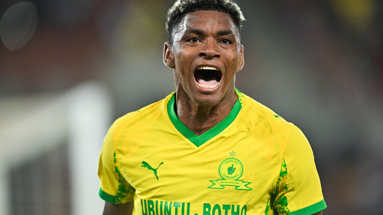 Brayan Leon of Mamelodi Sundowns celebrates a goal during the Betway Premiership 2025/26 match between Sekhukhune United and Mamelodi Sundowns at Peter Mokaba Stadium in Polokwane on 27 January 2026 ©Alche Greeff/BackpagePix