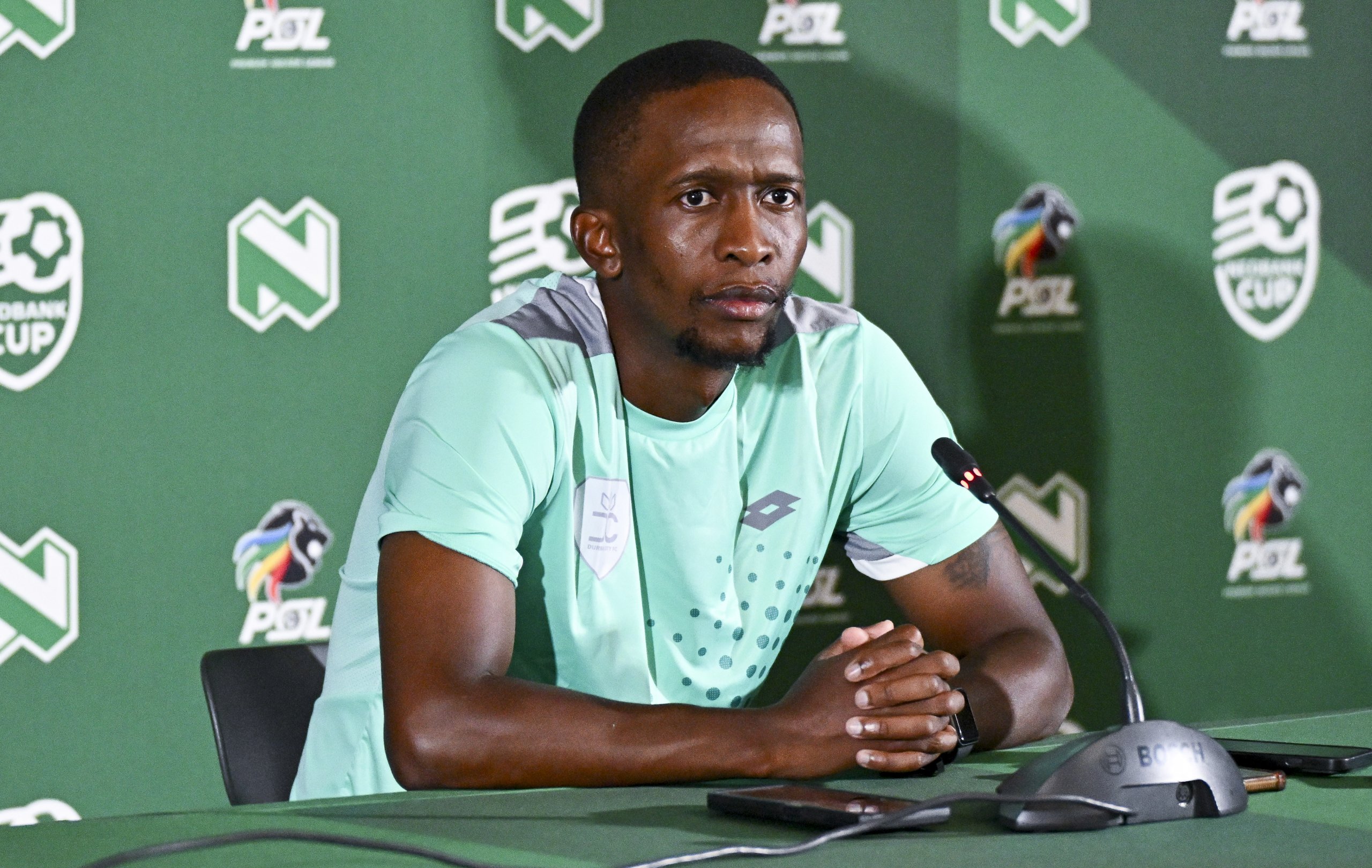 Sinethemba Badela, head coach of Durban City FC during the 2026 Nedbank Cup Last 32 Press Conference at the Nedbank Park Square in Umhlanga, Durban on 4 February 2026 ©Gerhard Duraan/BackpagePix