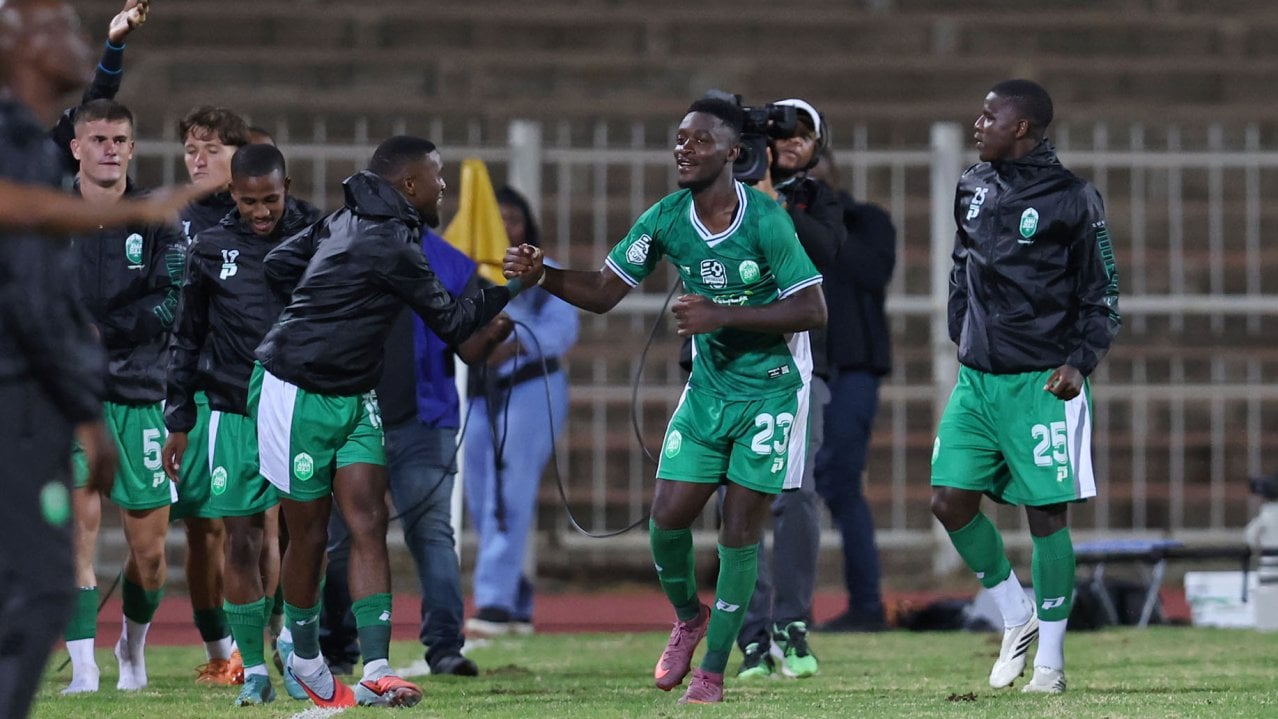 Thandolwenkosi Ngwenya of AmaZulu celebrates goal during the 2026 Nedbank Cup Last 16 match between Polokwane City and AmaZulu at the Old Peter Mokaba Stadium, Polokwane on the 10 February 2026 ©Muzi Ntombela/BackpagePix