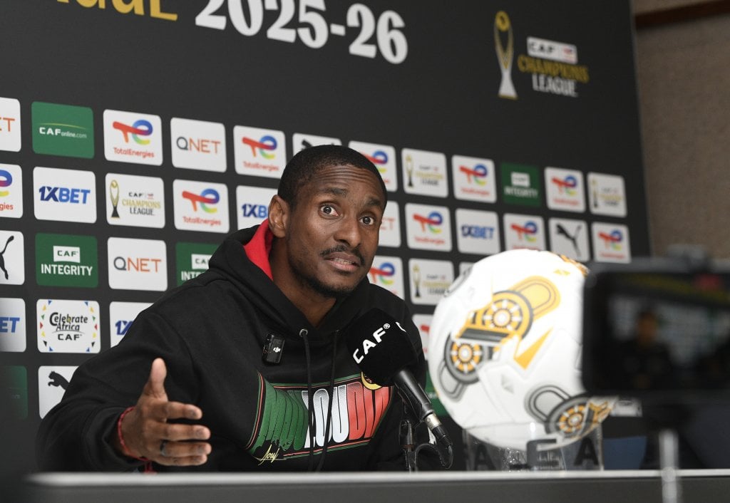 Rulani Mokwena coach of MC Alger during the CAF Champions League 2025/26 MC Alger Press Conference at the Loftus Versfeld Stadium in Pretoria on the 13 February 2026 ©Sydney Mahlangu BackpagePix