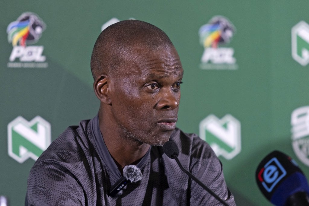 Arthur Zwane, head coach of AmaZulu talks to media during the 2026 Nedbank Cup KwaZulu Natal press conference at Nedbank Park Square in Umhlanga on 17 February 2026 © Rogan Ward/BackpagePix