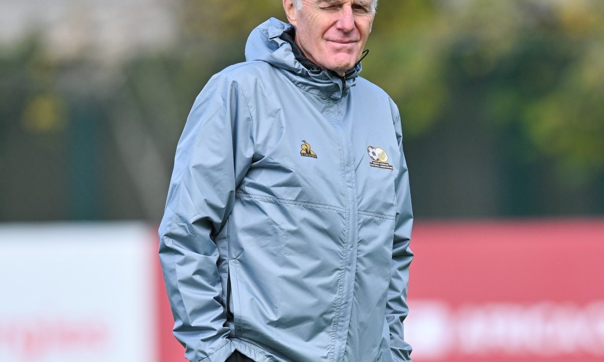 Hugo Broos, head coach of South Africa during the 2025 Africa Cup of Nations South Africa Training at TS Laarbi Ben Mbarek in Marrakech, Morocco on 28 December 2025 ©Alche Greeff/BackpagePix