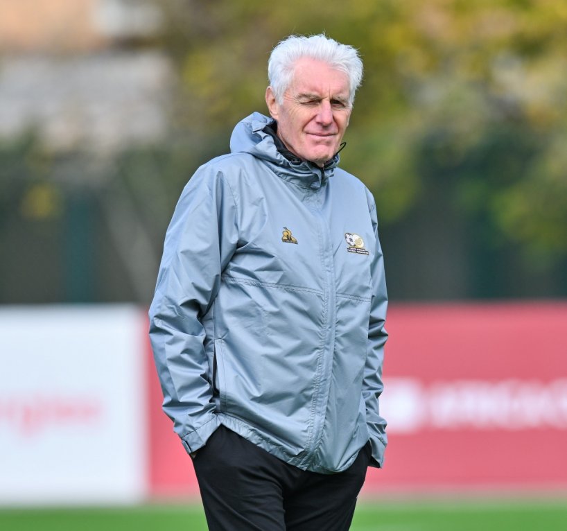 Hugo Broos, head coach of South Africa during the 2025 Africa Cup of Nations South Africa Training at TS Laarbi Ben Mbarek in Marrakech, Morocco on 28 December 2025 ©Alche Greeff/BackpagePix