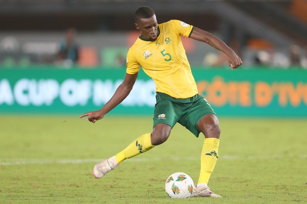Siyanda Xulu of South Africa during the 2023 Africa Cup of Nations match between South Africa and DR Congo at the Felix Houphouet Boigny Stadium in Abidjan, Cote dIvoire on 10 February 2024 ©Ladjal Djaffar/BackpagePix