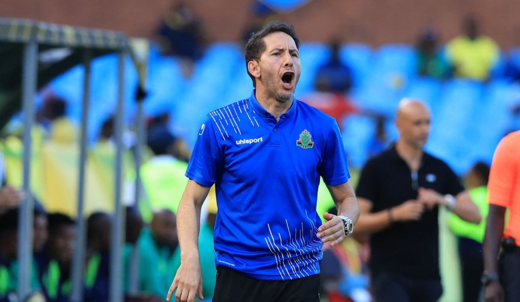 Jamil Benouahi, coach of ASFAR, coach of AS FAR reacts during the CAF Champions League 2024/25 match between Mamelodi Sundowns and AS FAR at Loftus Versfeld Stadium in Pretoria on 19 January 2025 © Samuel Shivambu/BackpagePix