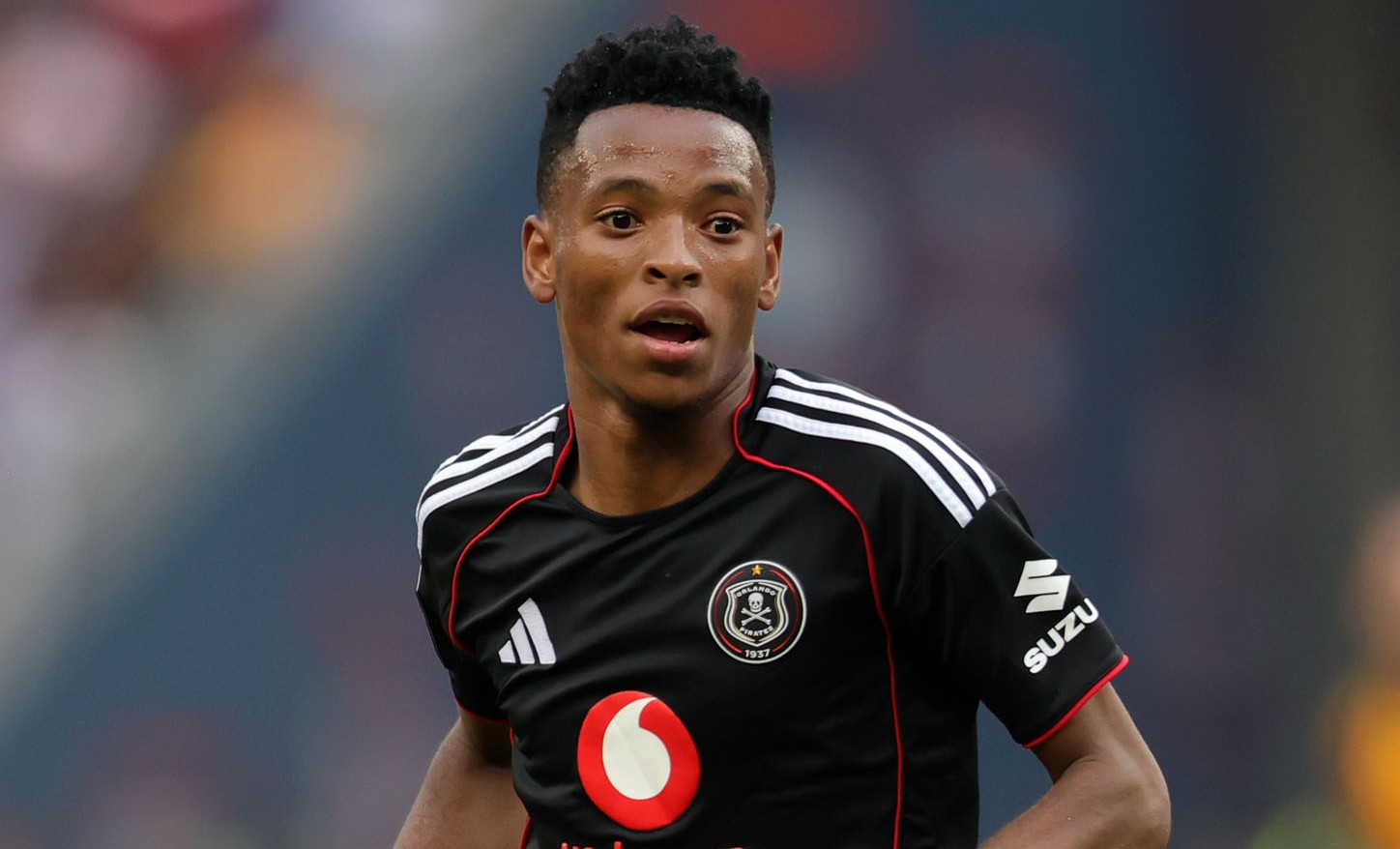 Relebohile Mofokeng of Orlando Pirates during the Betway Premiership 2025/26 match between Kaizer Chiefs and Orlando Pirates at FNB Stadium in Johannesburg on 28 February 2026 ©Samuel ShivambuBackpagePix