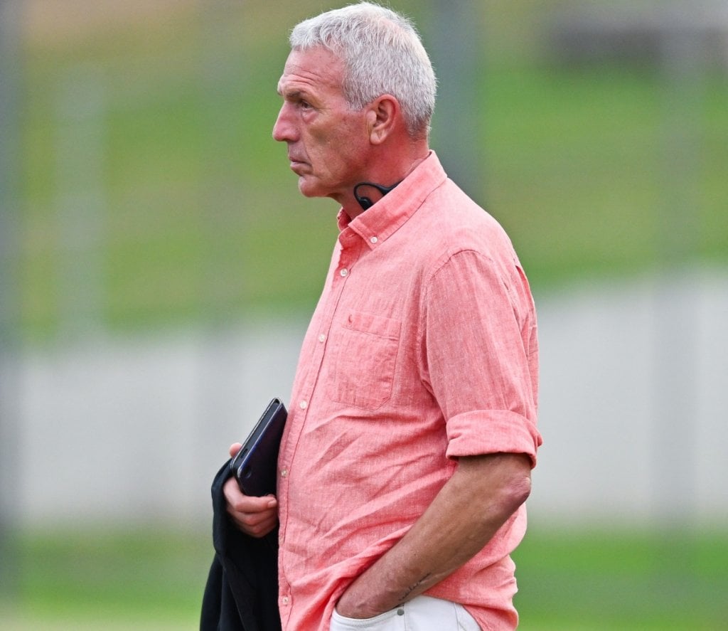 Ernst Middendorp, technical director of Durban City during the 2026 Nedbank Cup match between Durban City and Chippa United at Chatsworth Stadium in Durban on 6 February 2026 © Alche Greeff/BackpagePix
