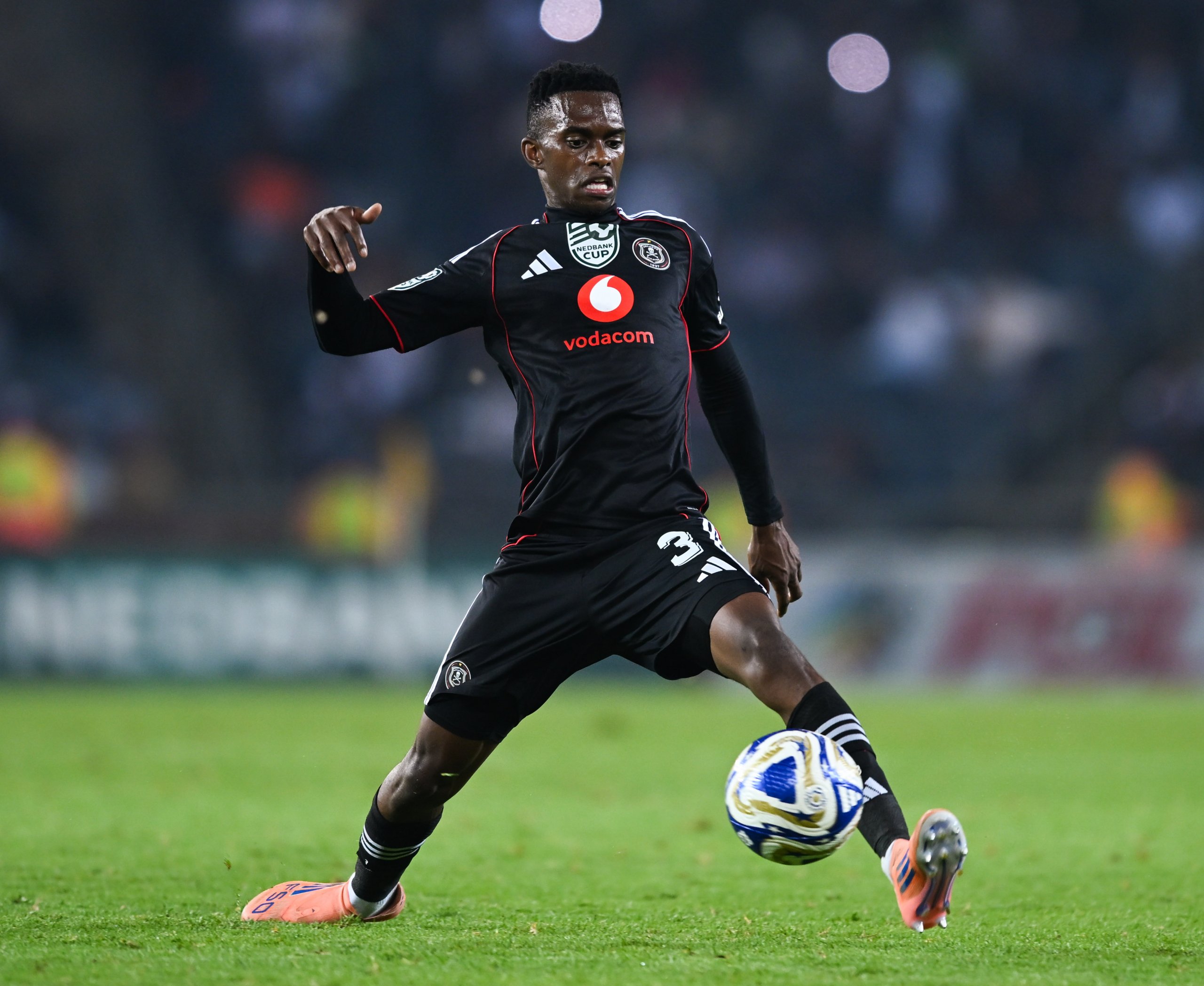 Nkosikhona Ndaba of Orlando Pirates during the 2026 Nedbank Cup match between Orlando Pirates and Casric Stars at Orlando Amstel Arena in Soweto on 21 February 2026 © Alche Greeff/BackpagePix