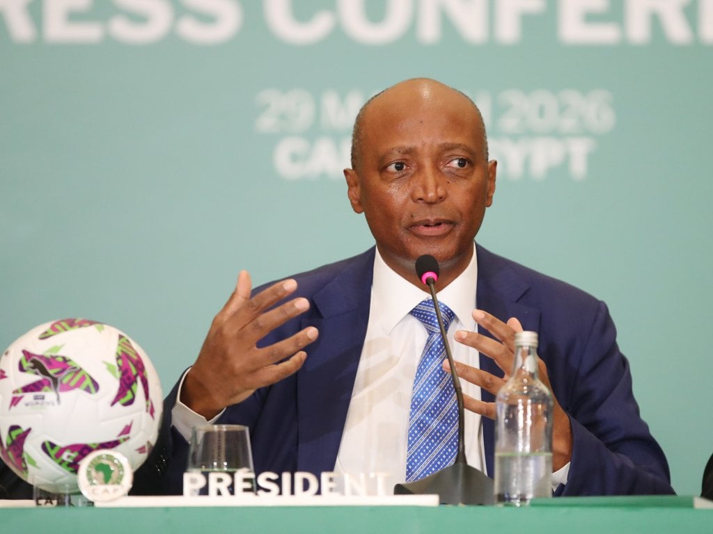CAF President Patrice Motsepe during the CAF Press Conference in Cairo, Egypt on 29 March 2026 ©Weam Mostafa\BackpagePix