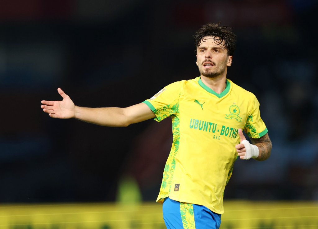 Nuno Santos of Mamelodi Sundowns reacts during the Betway Premiership 2025/26 match between Mamelodi Sundowns and Golden Arrows at the Loftus Versfeld Stadium, Pretoria on the 04 March 2026 ©Muzi Ntombela/BackpagePix