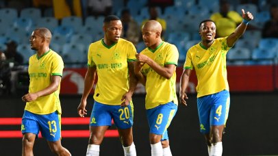Teboho Mokoena of Mamelodi Sundowns celebrates goal with team mates during the Betway Premiership 2025/26 match between Mamelodi Sundowns and Lamontville Golden Arrows at Loftus Versfeld Stadium, in Pretoria on 04 March 2026 ©Phakamisa Lensman/BackpagePix