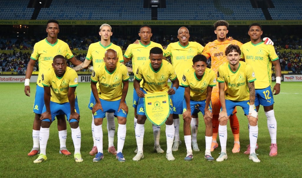 Mamelodi Sundowns team picture during the CAF Champions League 2025/26 match between Mamelodi Sundowns and Stade Malien at the Loftus Versfeld Stadium, Pretoria on the 13 March 2026 ©Muzi Ntombela/BackpagePix