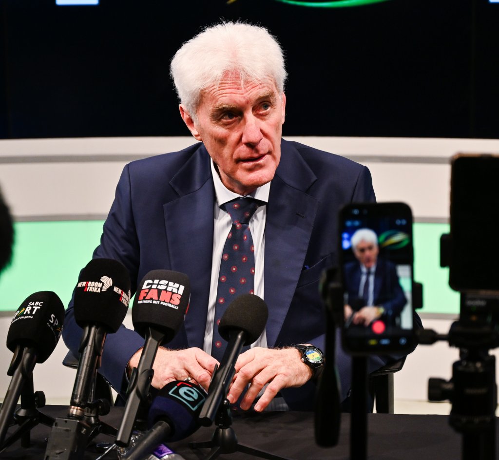 Hugo Broos during the Bafana Bafana Squad Announcement at SABC Studio in Johannesburg on 19 March 2025 ©Alche Greeff/BackpagePix